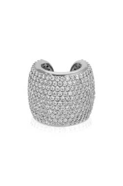 NEW ETTIKA women's statement chunky ear cuff in clear crystal with silver platin